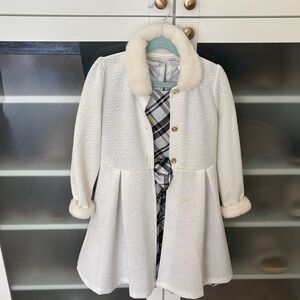 Tahari White Coat with Plaid Dress